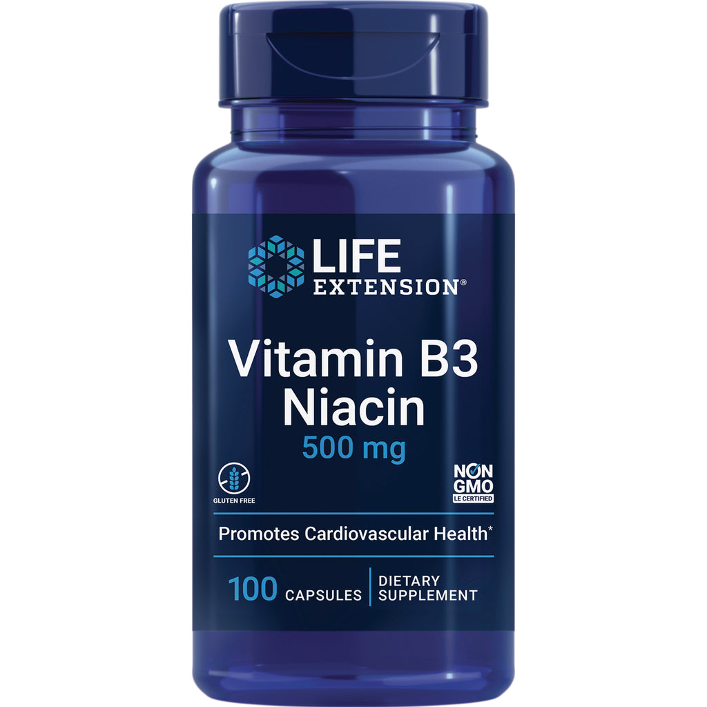 LE361 | Life Extension Vitamin B3 Niacin 500 mg bottle, 100 capsules front label - Thumbnail