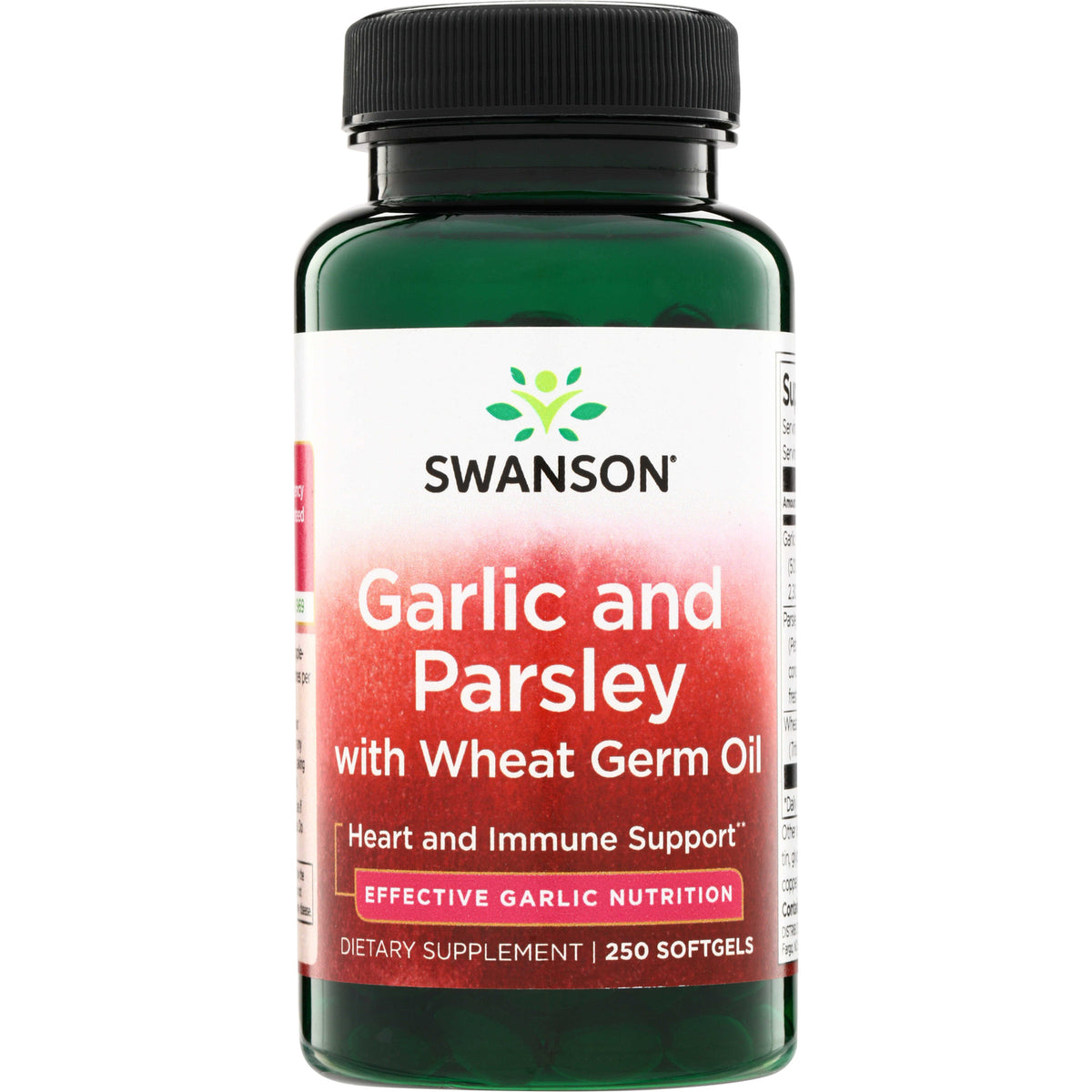 SW386 | Swanson Garlic and Parsley with Wheat Germ Oil supplement, heart and immune support, 250 softgels