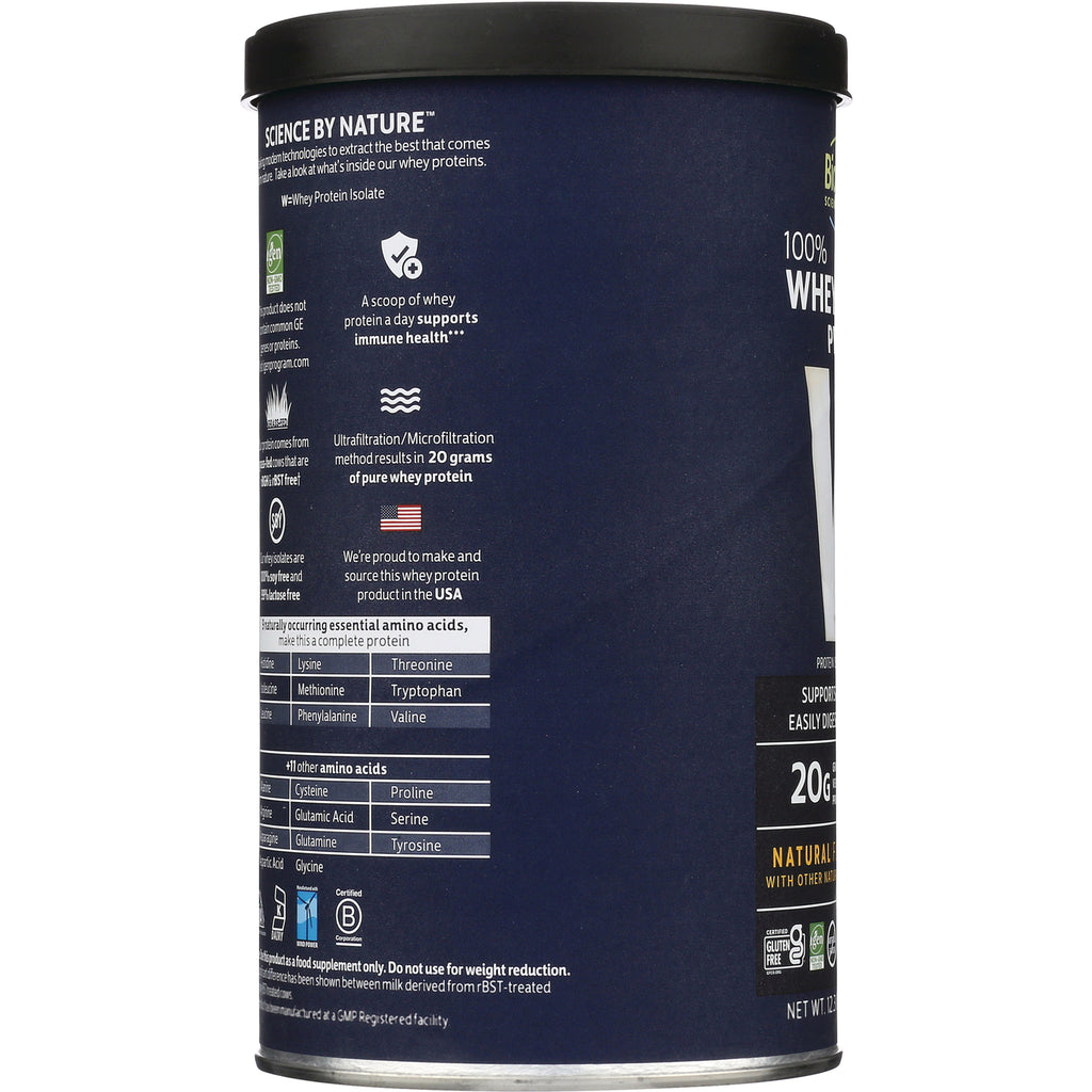 CRL232 | product infographic of a protein can label showing 20 grams of pure whey protein, amino acid table, and product claims - Thumbnail