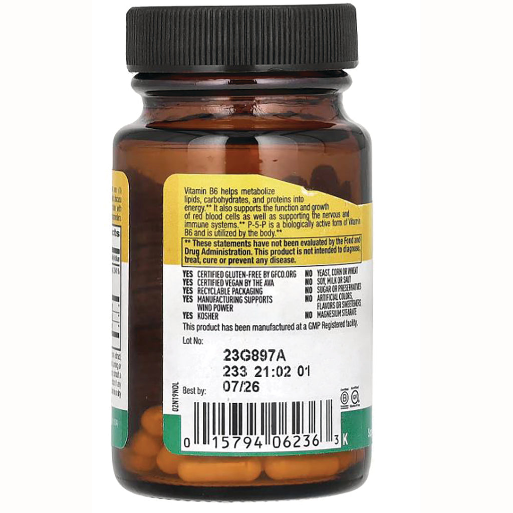 CRL561 | brown glass supplement bottle back showing ingredient panel, barcode, lot number and orange capsules - Thumbnail