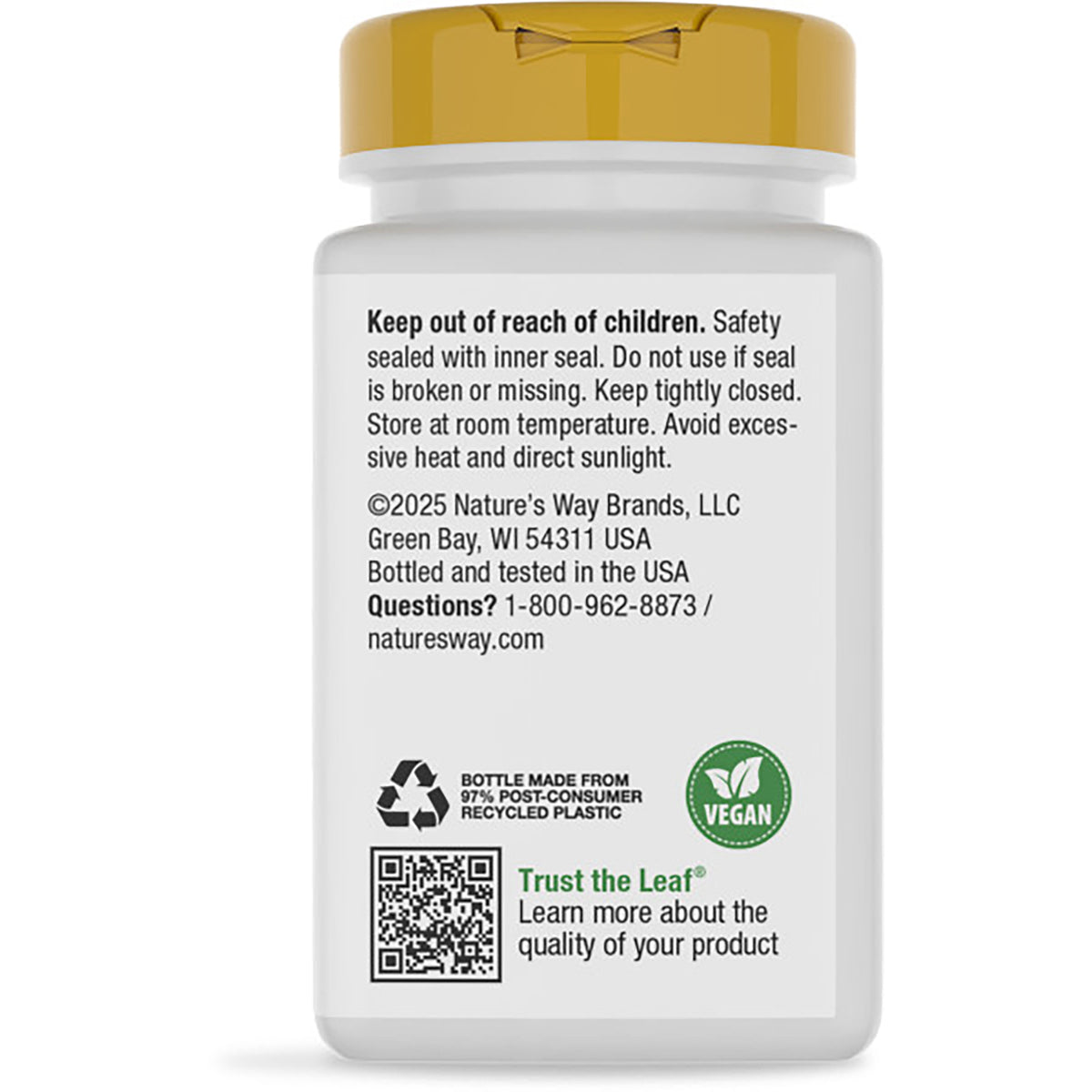 ET391 | Back label of supplement bottle reading Support for Stressful Times with product claims, gluten free text and barcode