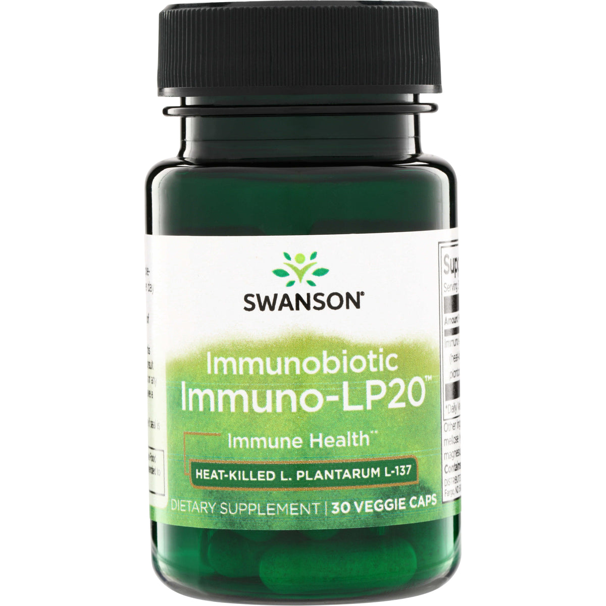 SWA028 | Swanson Immunobiotic Immuno-LP20 bottle, Immune Health, Heat-killed L. plantarum L-137, 30 veggie caps