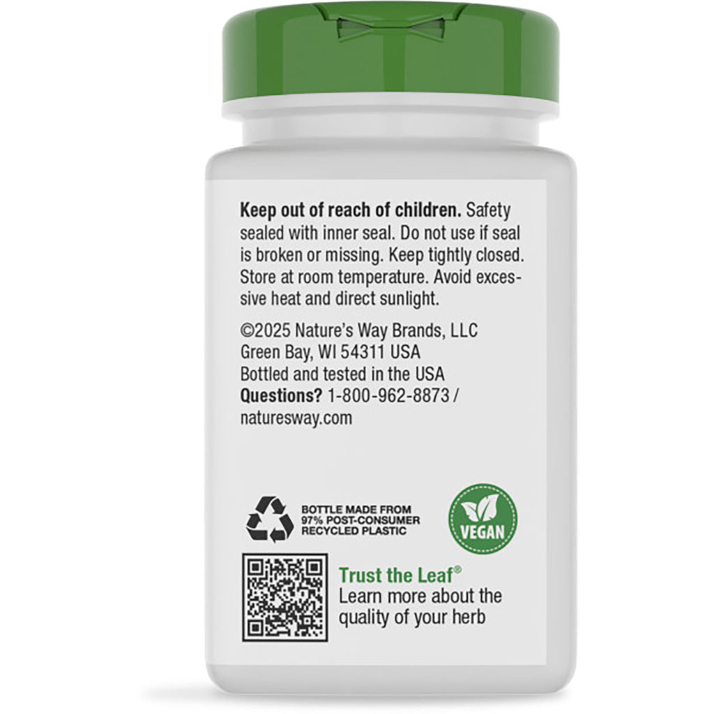 NW257 | back label of green supplement bottle showing Traditional Herb text, ingredient claims and barcode - Thumbnail