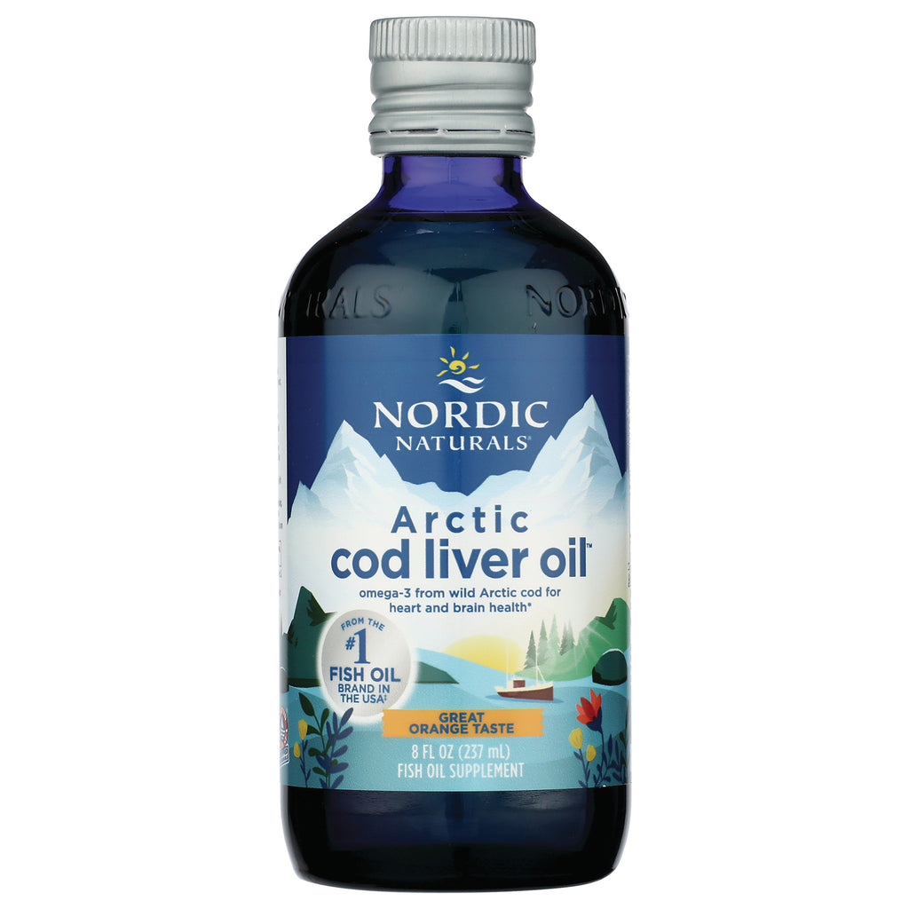 NRN073 | Nordic Naturals Arctic cod liver oil bottle 8 fl oz great orange taste front label - Thumbnail