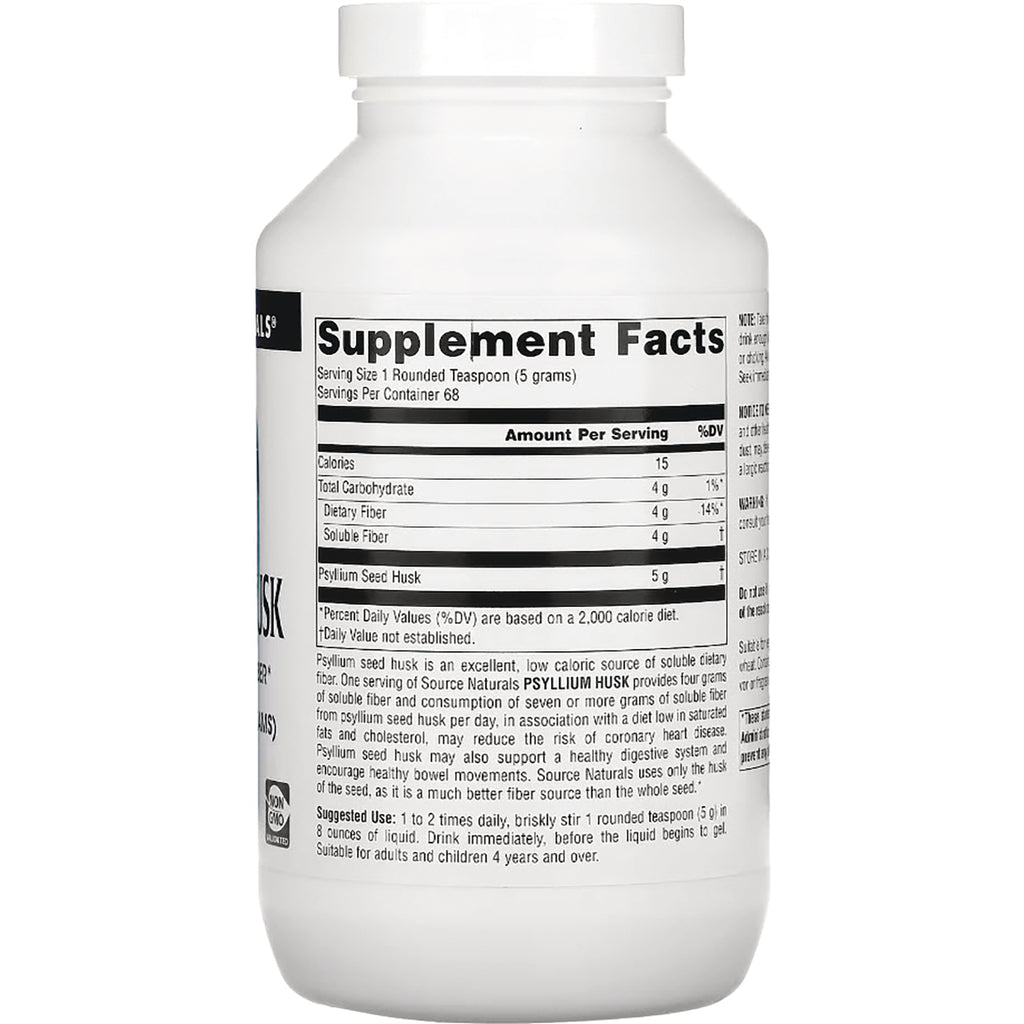 SN398 | Back label with Supplement Facts panel for psyllium seed husk powder - Thumbnail