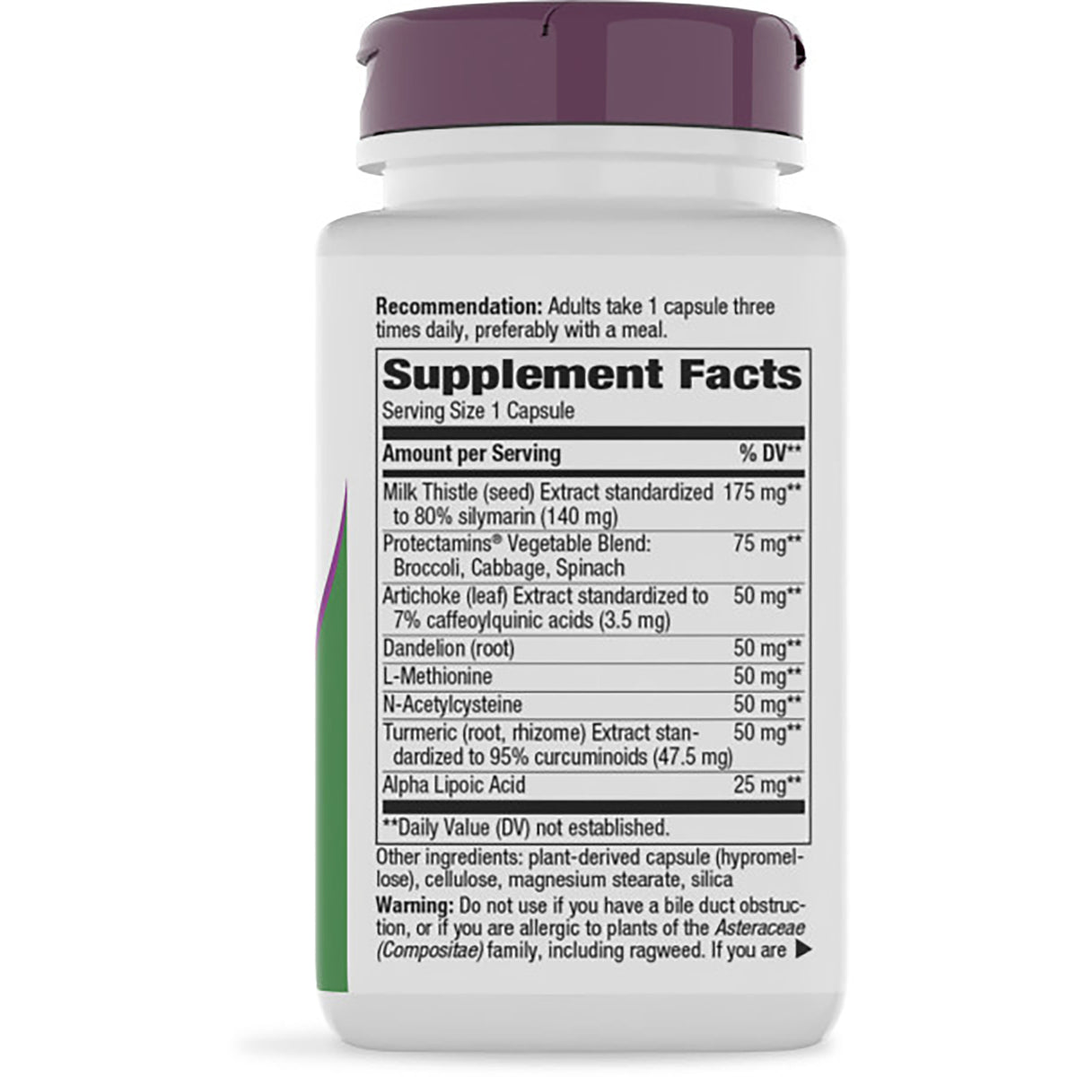 NW604 | brown supplement bottle back showing Supplement Facts label and warnings