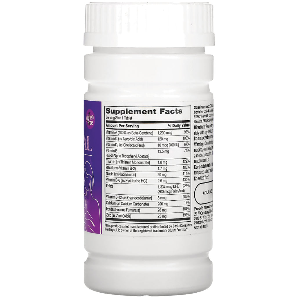 CNT213 | back of white supplement bottle showing supplement facts panel and purple side label reading gluten free - Thumbnail