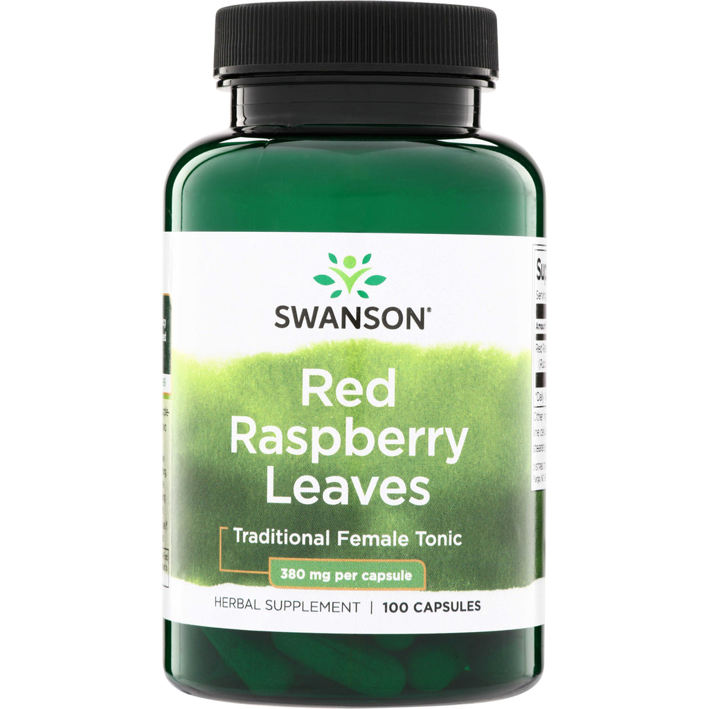 SW951 | Swanson Red Raspberry Leaves herbal supplement bottle, Traditional Female Tonic, 380 mg per capsule, 100 capsules - Thumbnail