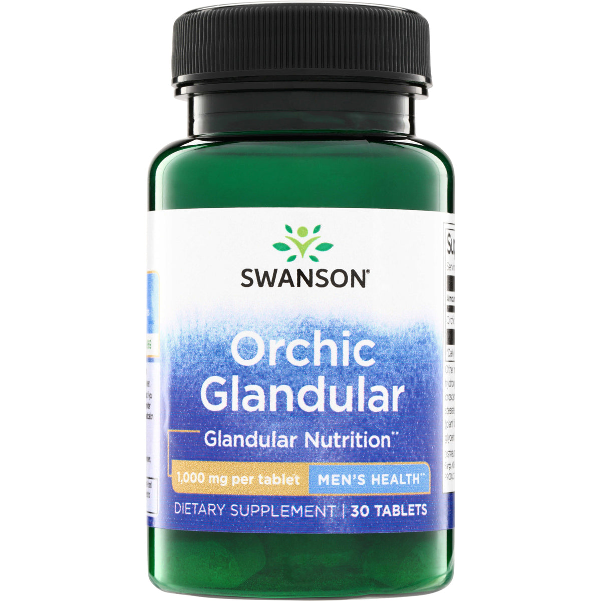 SW1307 | Swanson Orchic Glandular supplement, Glandular Nutrition, 1,000 mg per tablet, Men's Health, 30 tablets