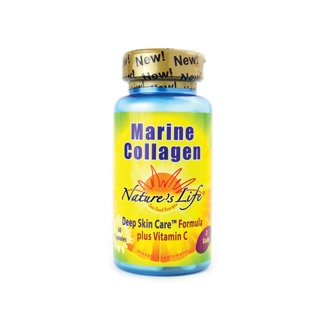 NSL016 | Blue bottle of Marine Collagen by Nature's Life labeled Deep Skin Care Formula plus Vitamin C, 60 capsules - Thumbnail