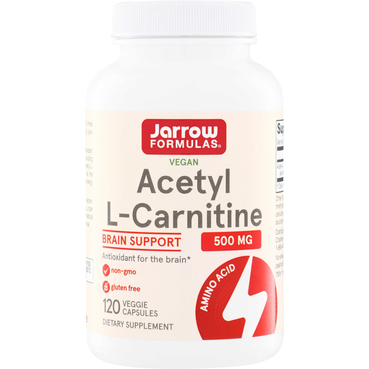 JR352 | Jarrow Formulas Acetyl L-Carnitine 500 mg, vegan, 120 veggie capsules