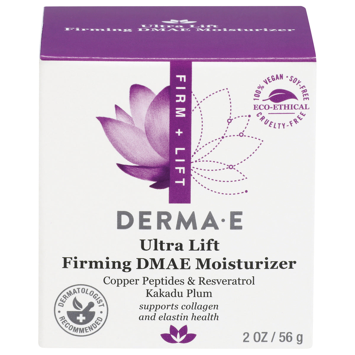 DE008 | DERMA E Ultra Lift Firming DMAE Moisturizer box front with product name and 2 OZ / 56 g