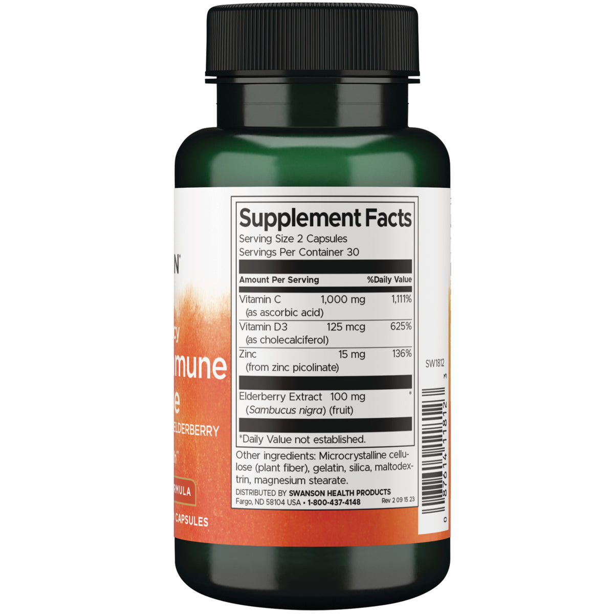SW1812 | Back label with supplement facts and serving information
