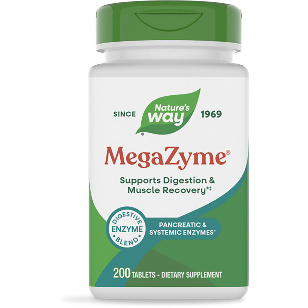 ET255 | Nature's Way Dual Action Enzymes bottle front showing label and 200 tablets dietary supplement - Thumbnail