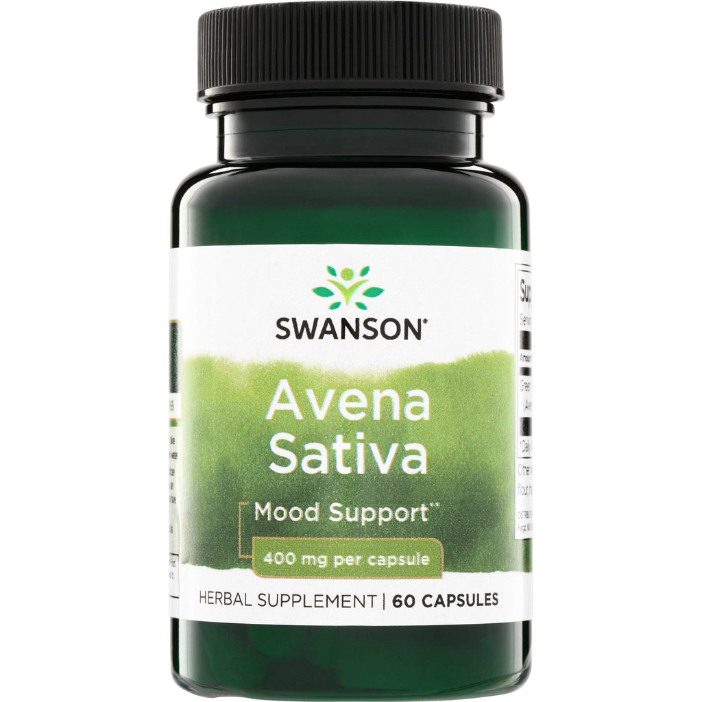 SW1301 | Swanson Avena Sativa supplement bottle, Mood Support, 400 mg per capsule, 60 capsules - Thumbnail