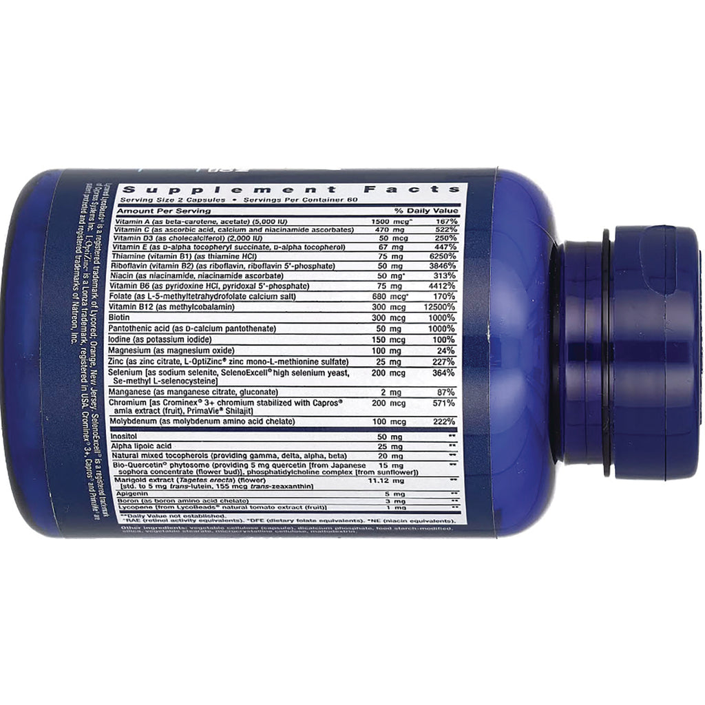 LE562 | Blue supplement bottle on its side showing Supplement Facts panel and ingredients on back label - Thumbnail