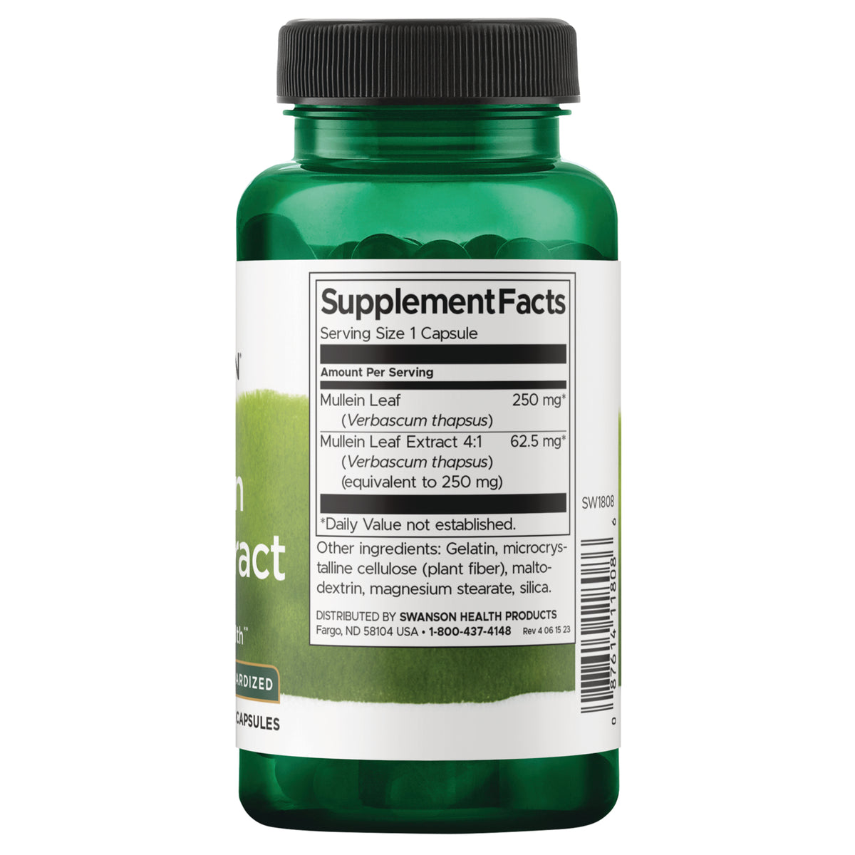 SW1808 | Back label with supplement facts and serving information