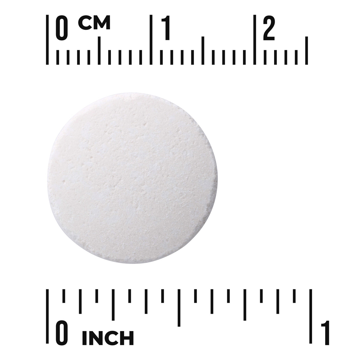SW865 | Round white tablet with size scale in centimeters and inches