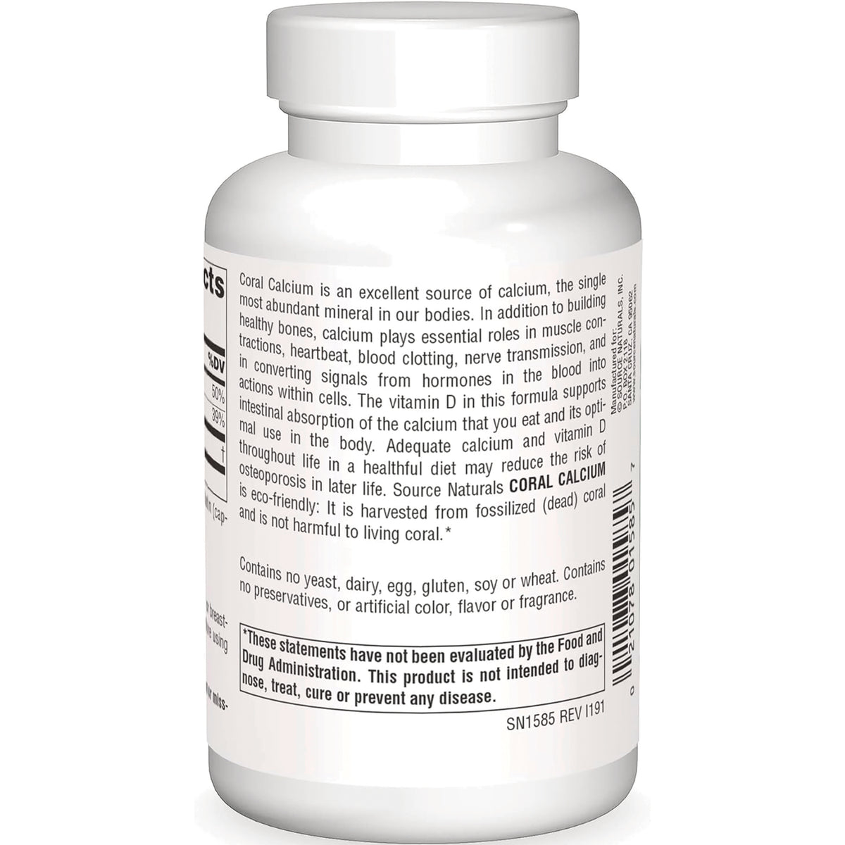 SN286 | Supplement bottle back label with product description, warnings, and barcode