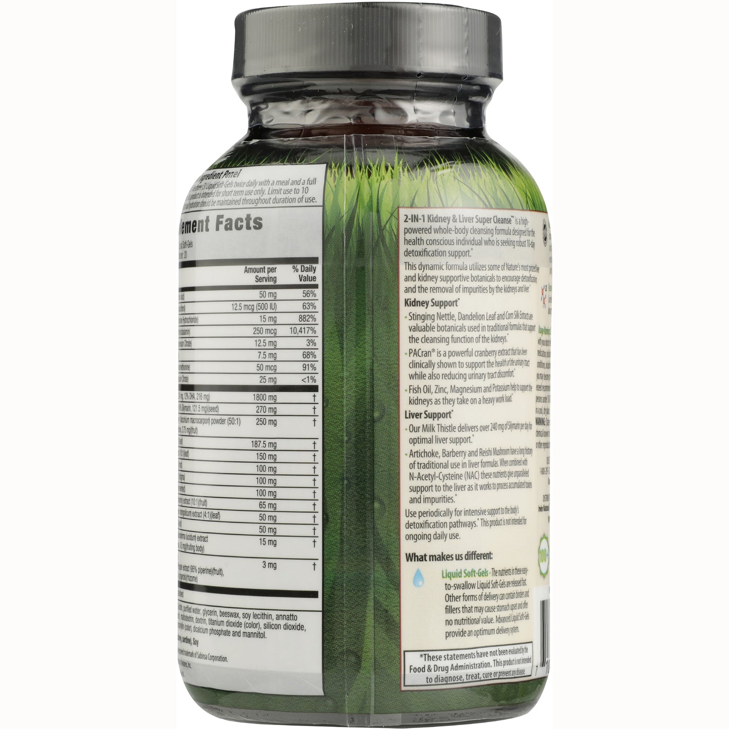 IR152 | bottle back showing supplement facts panel and product description
