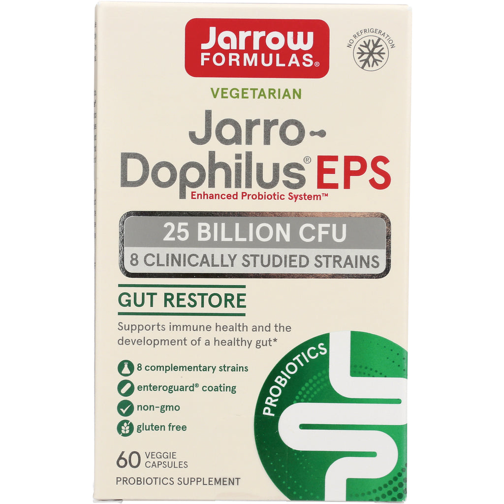 JR341 | Jarrow Formulas Jarro-Dophilus EPS probiotic front box showing 25 BILLION CFU and 60 veggie capsules - Thumbnail