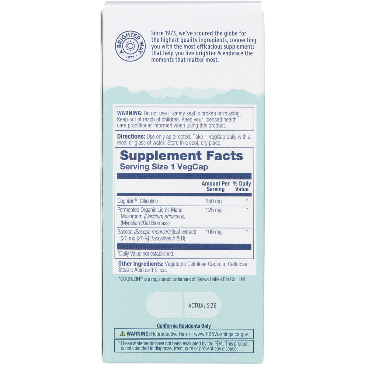 SLR490 | Back label with Supplement Facts, directions, warnings, and actual size capsule graphic