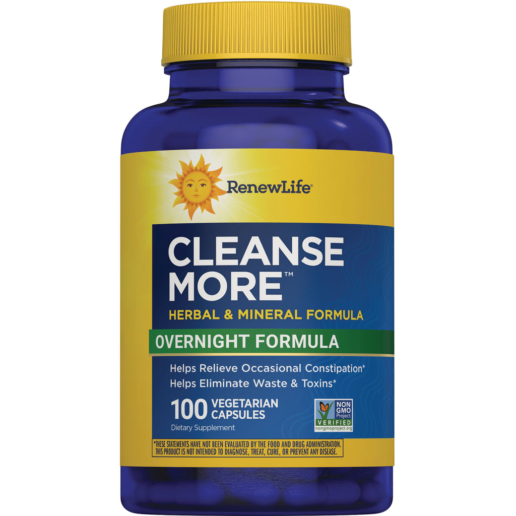 RNL016 | RenewLife Cleanse More herbal & mineral formula bottle, 100 vegetarian capsules dietary supplement - Thumbnail