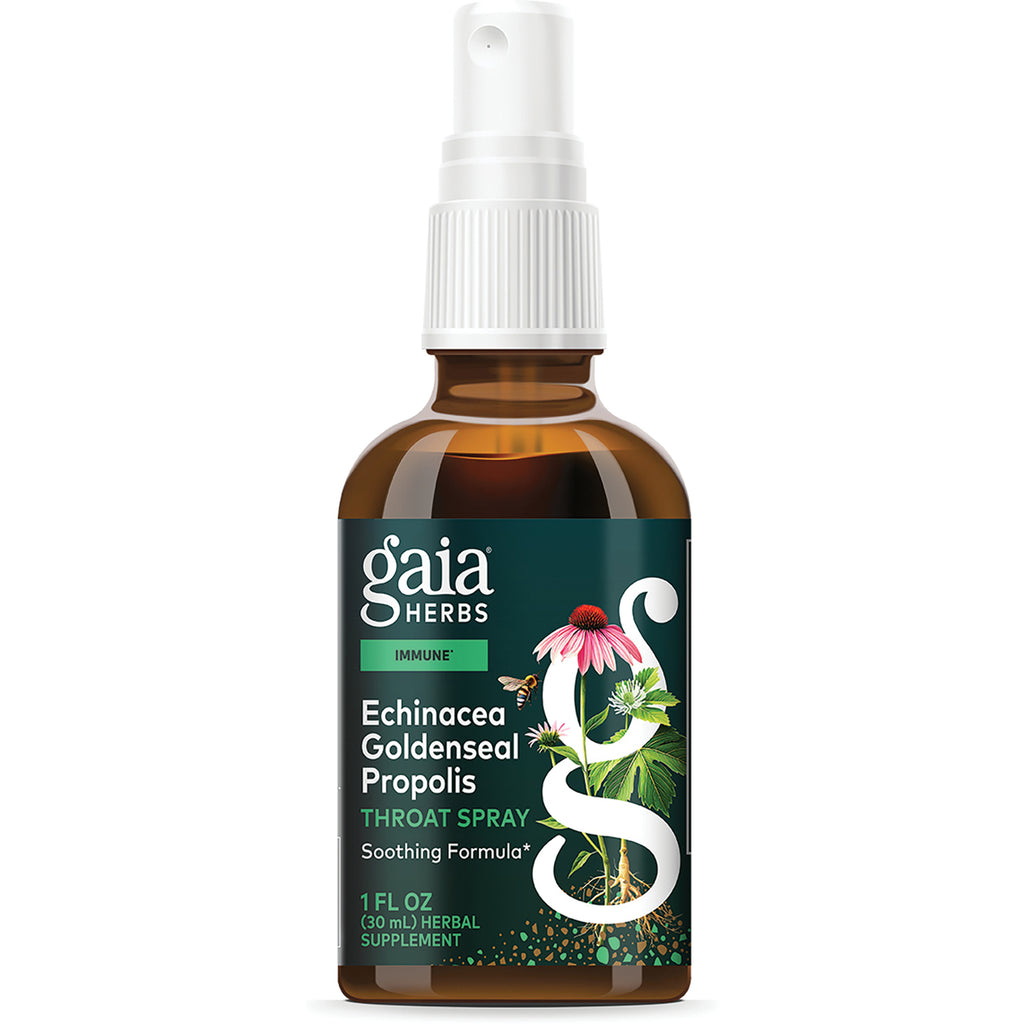 Gaia Herbs Echinacea Goldenseal Propolis throat spray amber 1 fl oz bottle - Thumbnail