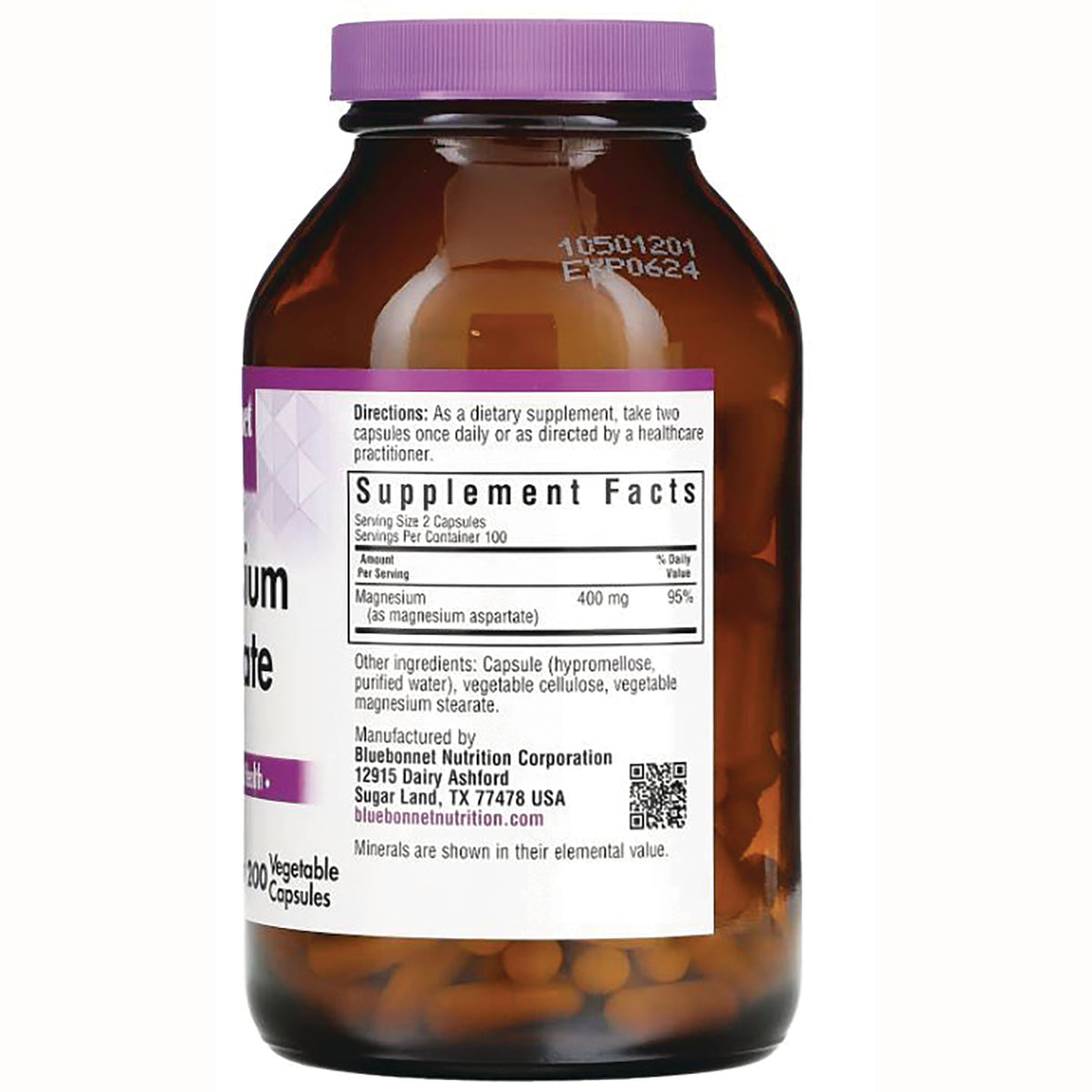 BLU097 | back of amber supplement bottle showing Supplement Facts panel, directions and ingredients