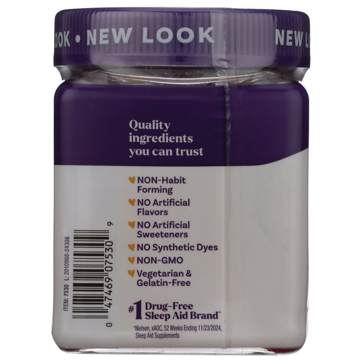 NA617 | Back label listing product claims including NON-Habit Forming, NO Artificial Flavors, NON-GMO