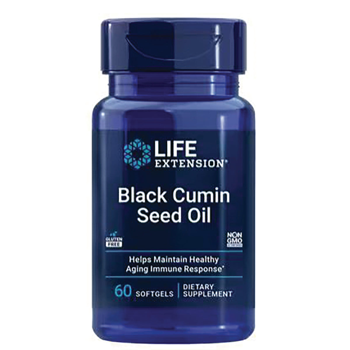 LE276 | Life Extension Black Cumin Seed Oil bottle labeled 60 softgels dietary supplement