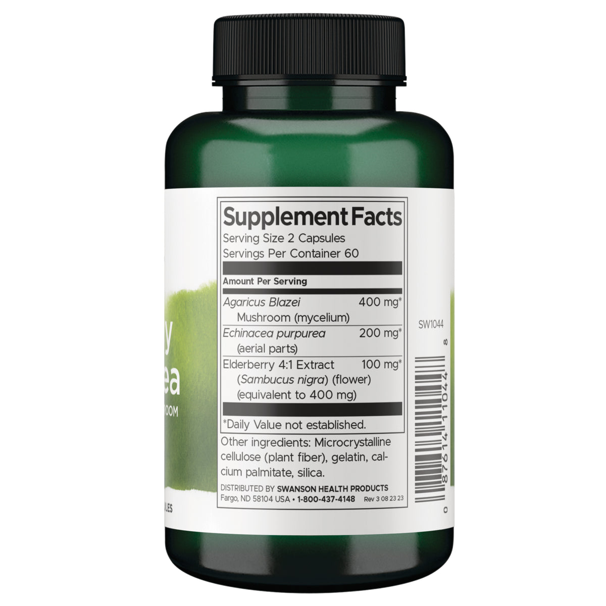 SW1044 | Back label with supplement facts and serving information
