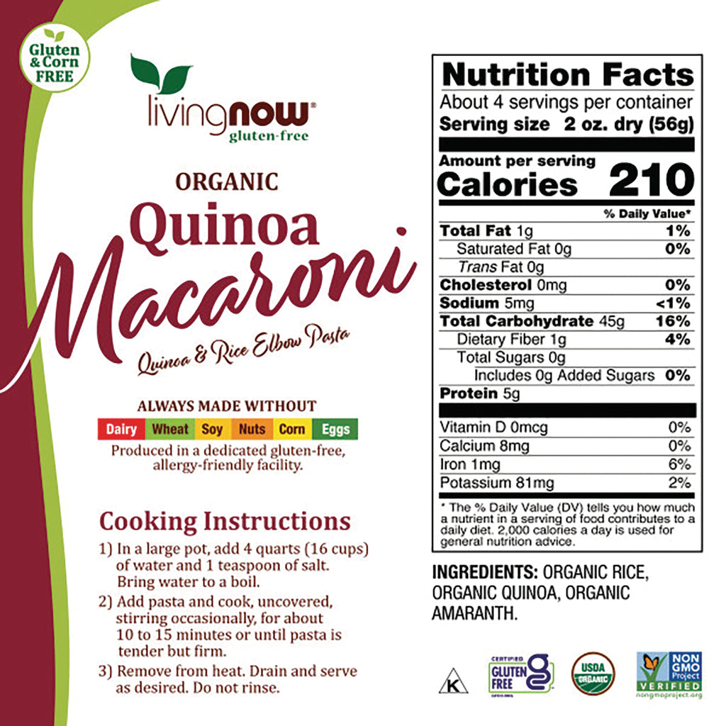 NWF1270 | Back label showing Nutrition Facts panel, ingredients, cooking instructions, and gluten-free certification - Thumbnail