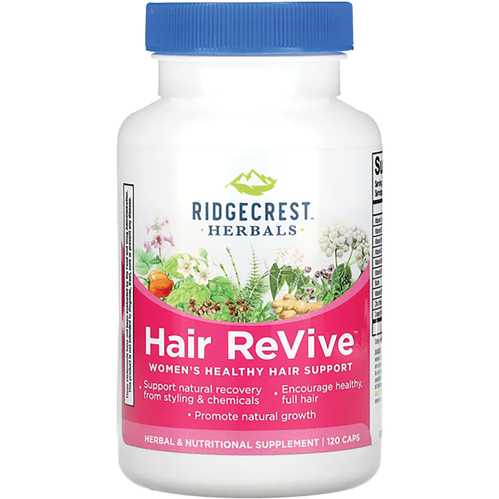 PH059 | Ridgecrest Herbals Hair ReVive herbal and nutritional supplement bottle with 120 capsules, front label visible - Thumbnail