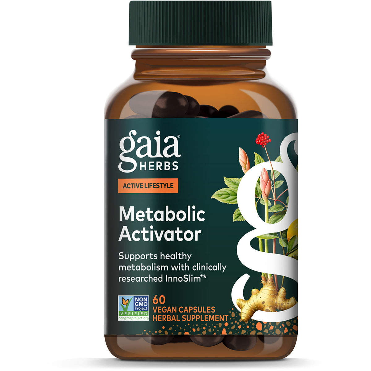 GH163 | Gaia Herbs Metabolic Activator supplement box front with energy support label and 60 vegan capsules