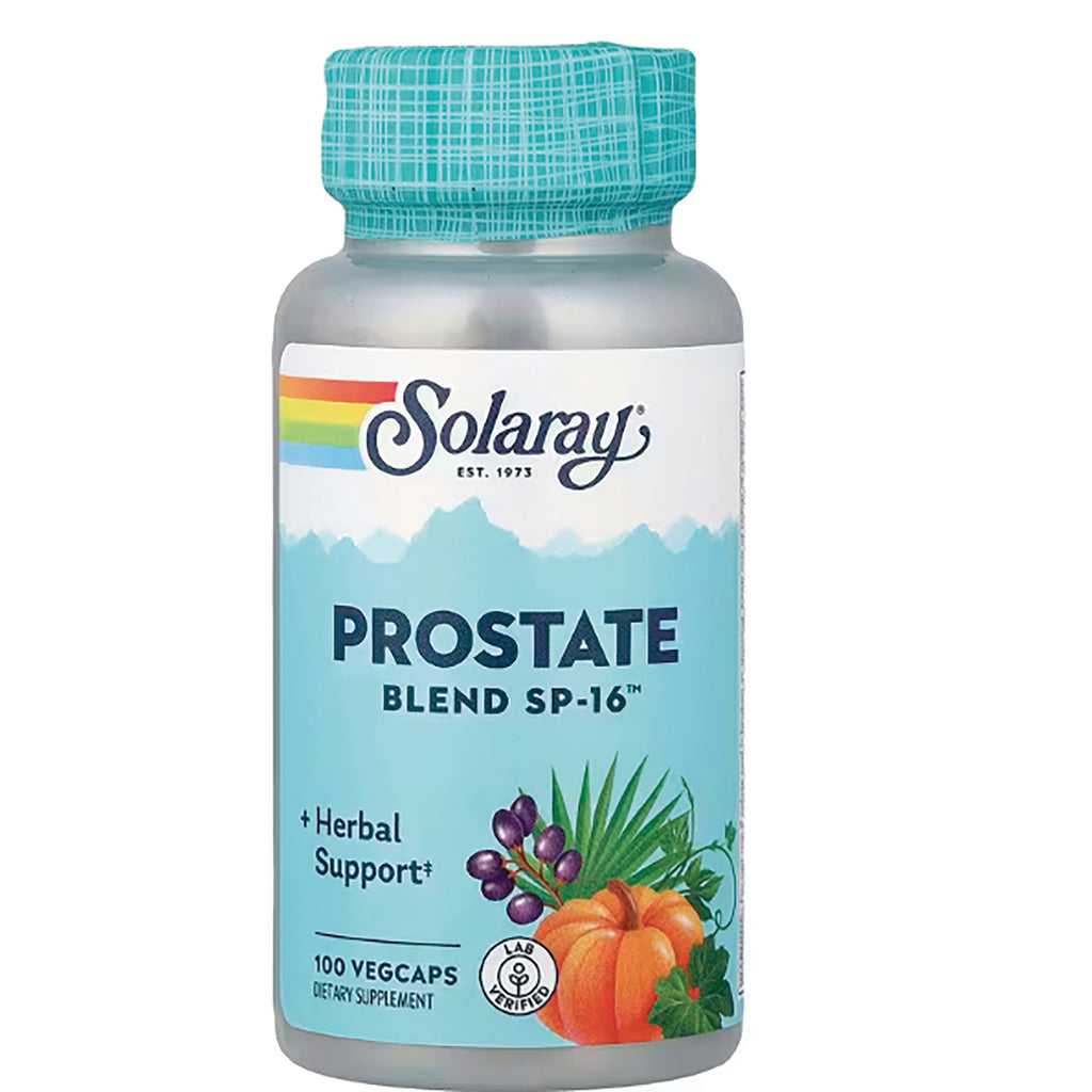 SLR439 | Solaray Prostate Blend SP-16 front bottle with turquoise label, pumpkin and berries illustration, 100 vegcaps - Thumbnail