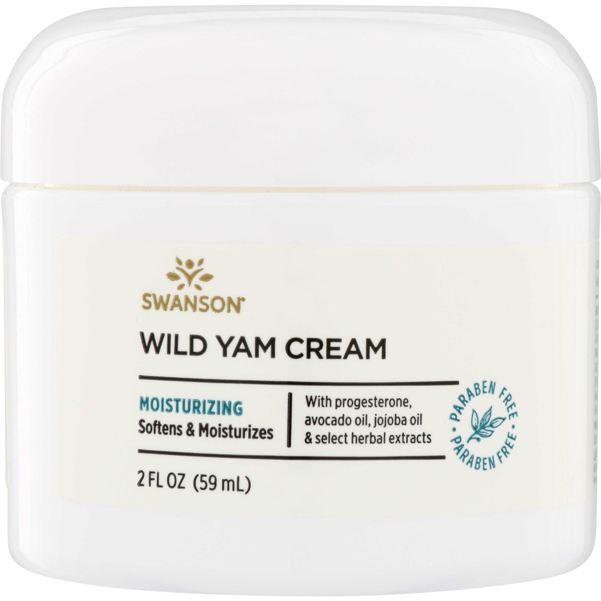 SW1459 | Swanson Wild Yam Cream; Softens & Moisturizes; with progesterone, avocado and jojoba oils; paraben free, 2 fl oz