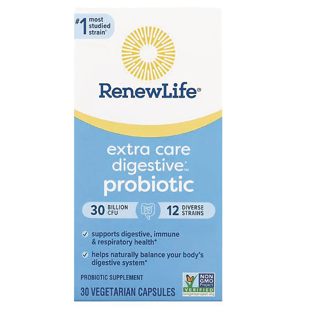 RNL220 | RenewLife extra care digestive probiotic box, 30 billion CFU, 12 diverse strains, 30 vegetarian capsules - Thumbnail