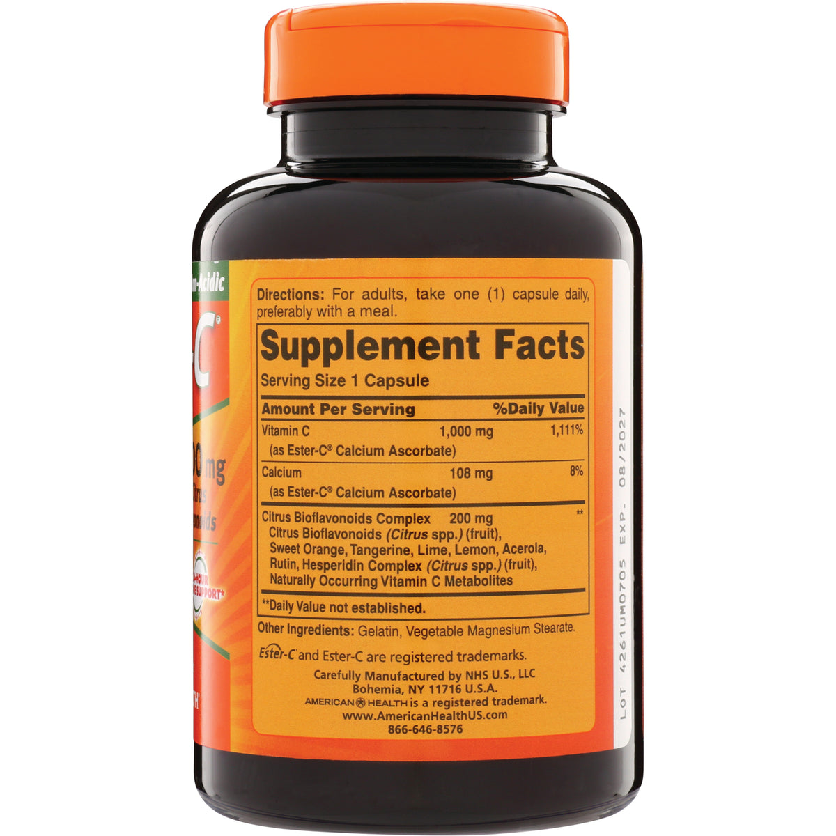 AM122 | Supplement Facts label showing serving size 1 capsule and ingredient amounts
