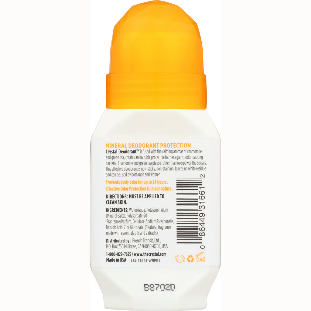 CRY011 | back label of crystal mineral deodorant with orange cap showing ingredients, directions, and barcode - Thumbnail