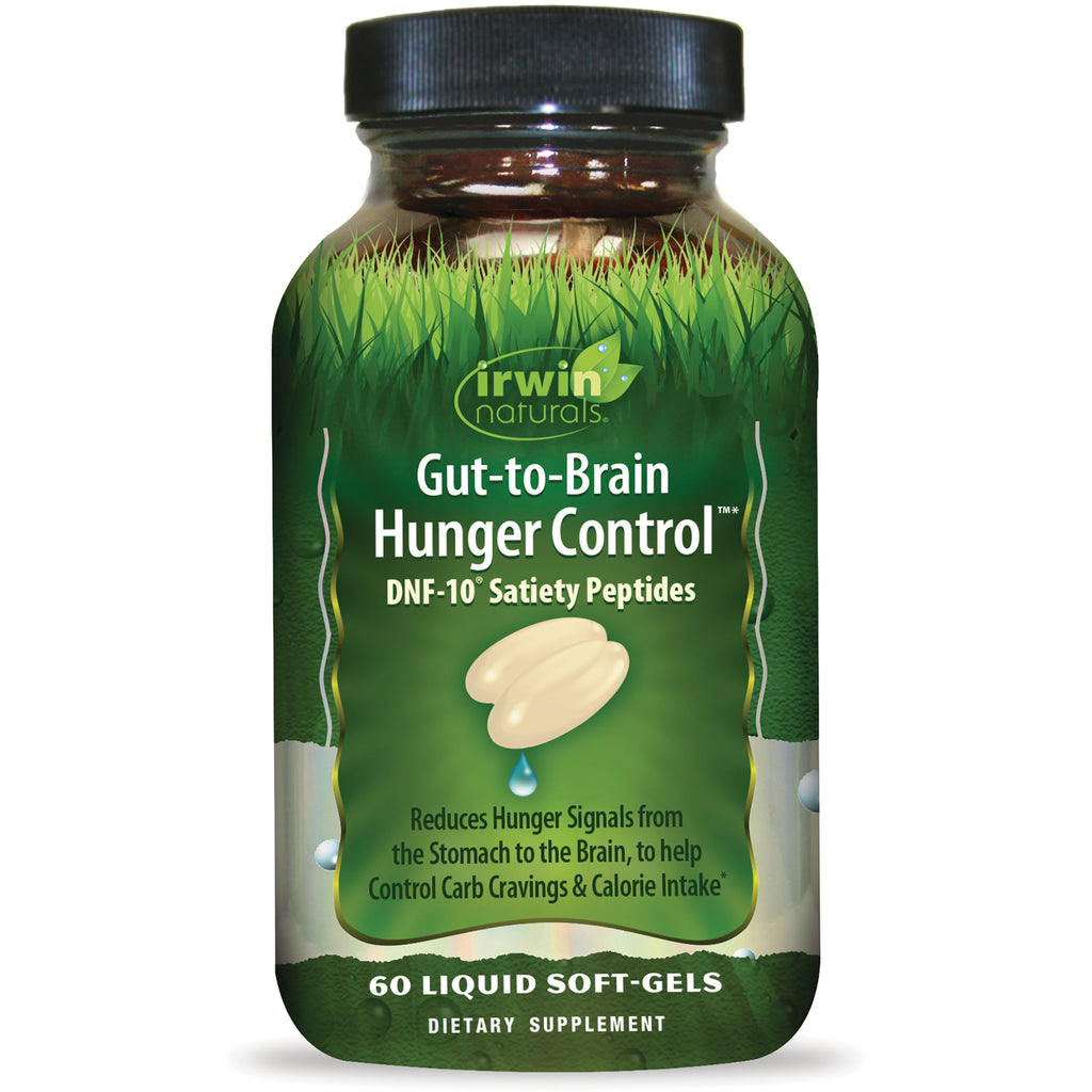 IR259 | Irwin Naturals Gut-to-Brain Hunger Control bottle showing label and 60 liquid soft-gels - Thumbnail
