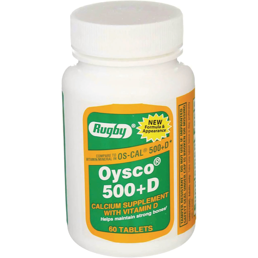 WAT039 | Rugby Oysco 500+D calcium supplement with vitamin D, 60 tablets bottle - Thumbnail