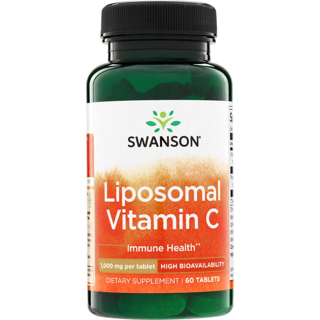 SW1830 | Swanson Liposomal Vitamin C supplement bottle, 1,000 mg per tablet, high bioavailability, 60 tablets - Thumbnail