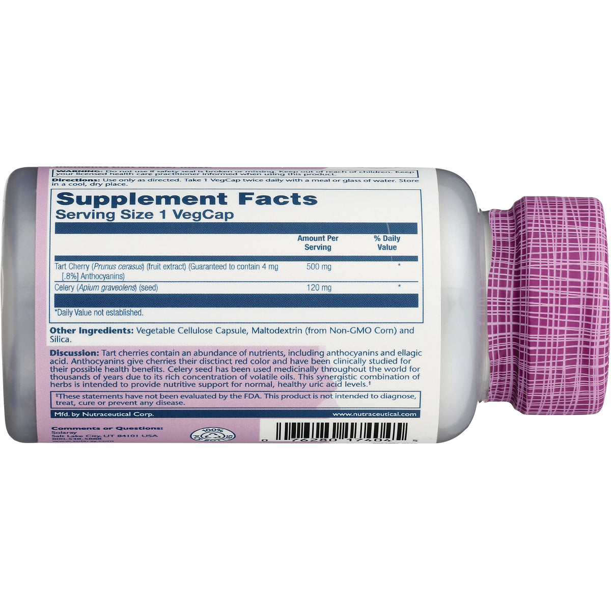 SLR495 | Back label with Supplement Facts, other ingredients, directions, warnings, and barcode