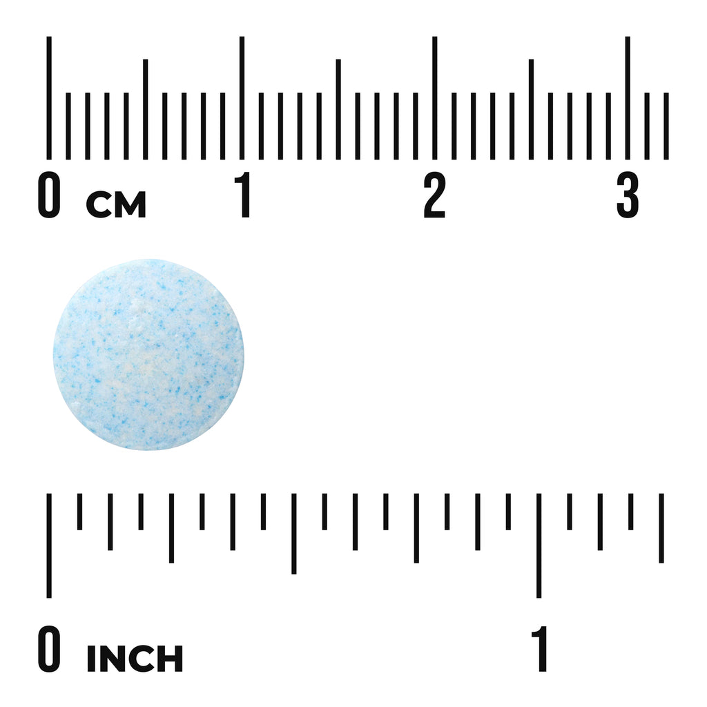 SW223 | Round blue speckled tablet with size rulers in inches and centimeters - Thumbnail