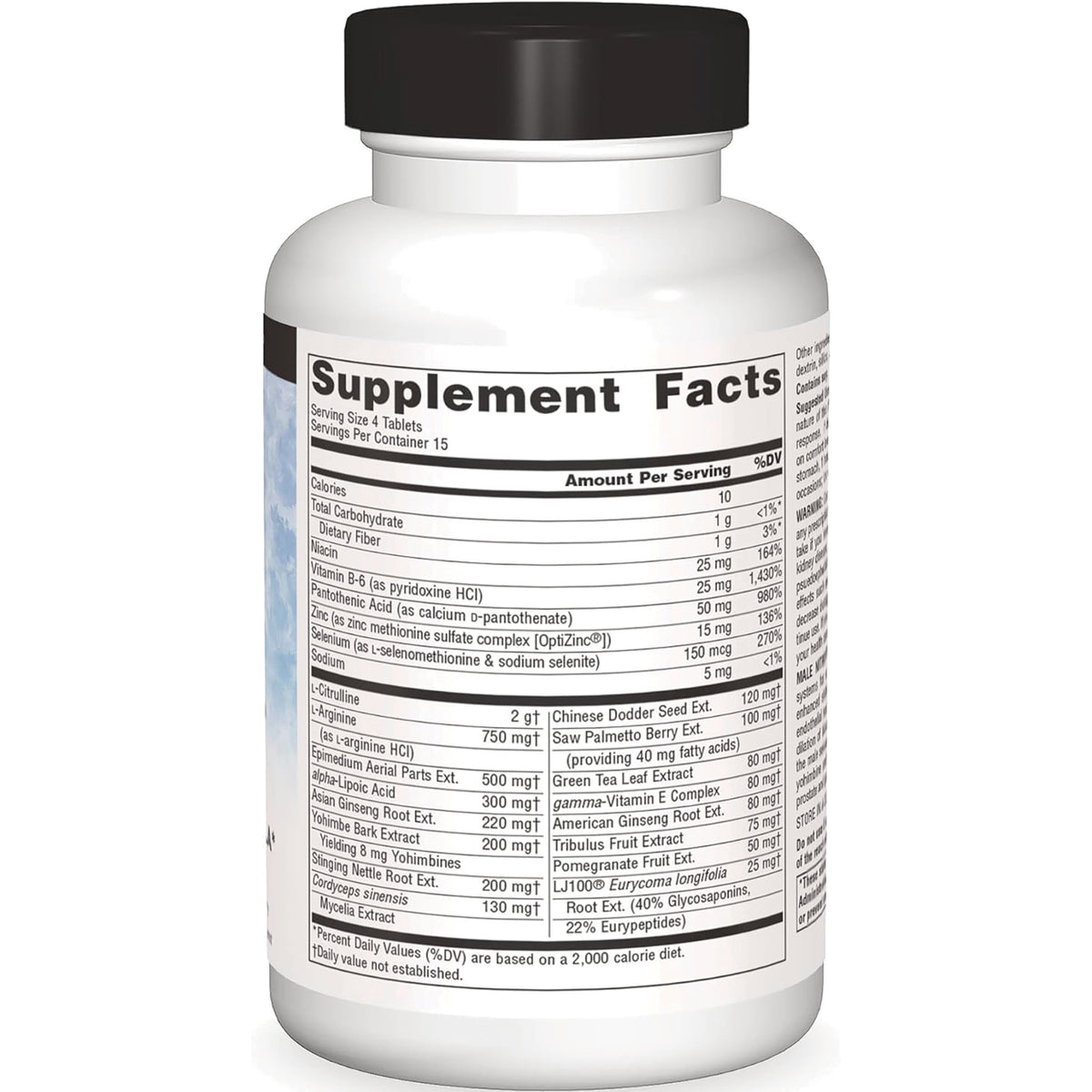 SN777 | Supplement Facts panel on bottle label