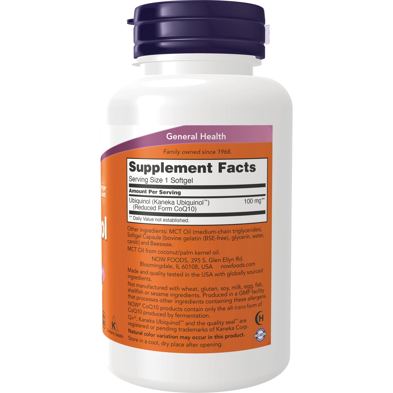 NWF1316 | Back label with Supplement Facts panel, serving size 1 softgel and ingredients