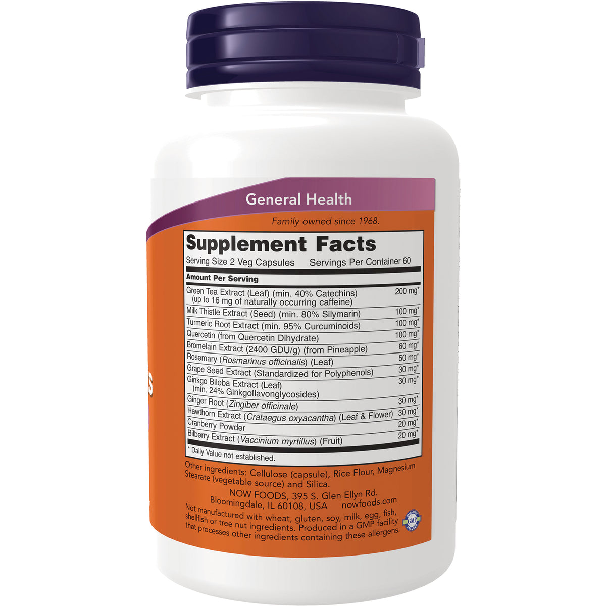 NWF151 | Back label showing Supplement Facts panel and ingredient list on white bottle