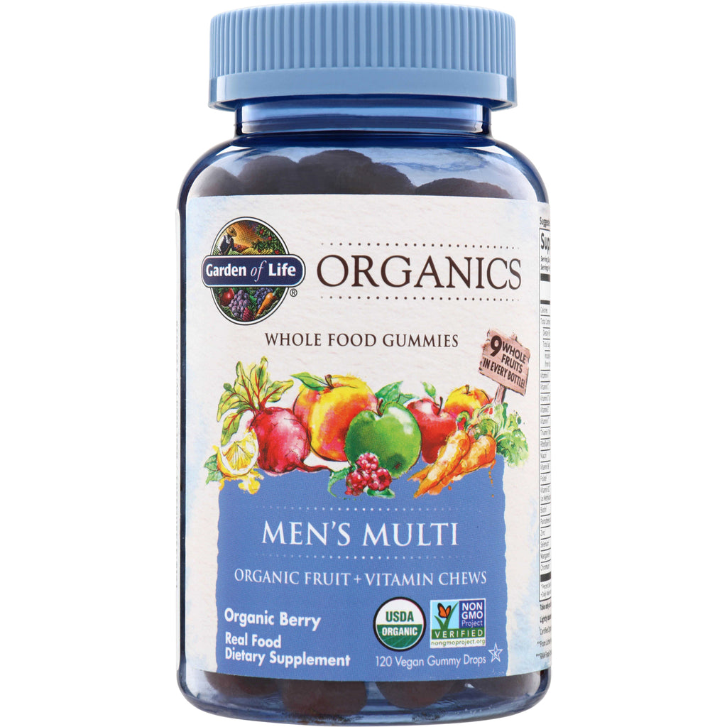 GLF236 | Garden of Life Organics Men's Multi organic berry fruit + vitamin chews, 120 vegan gummy drops - Thumbnail