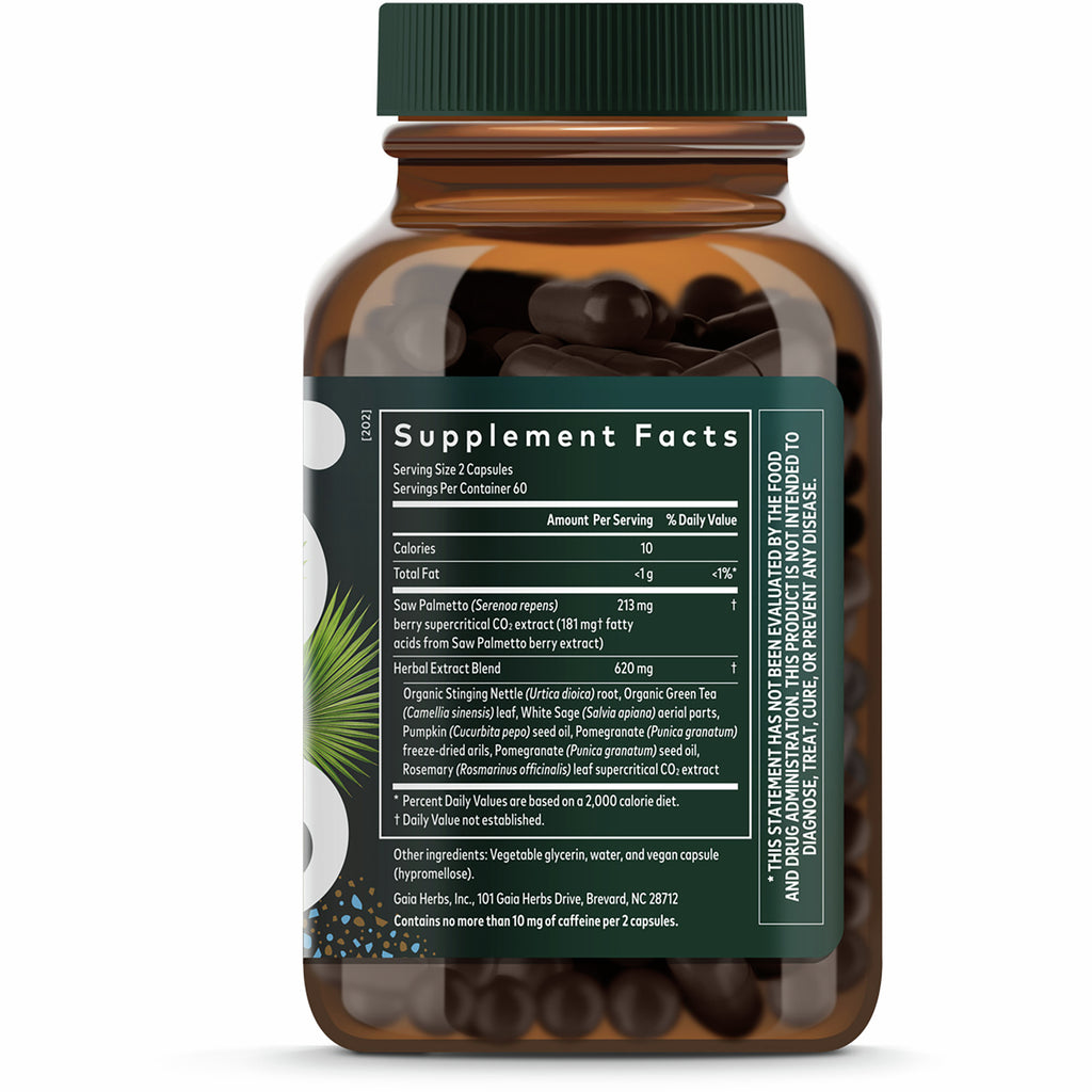 GH096 | Supplement Facts panel on back of amber bottle showing serving size, herbal extract blend and ingredients - Thumbnail